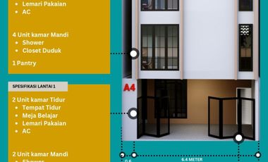 JUAL Kosan Putri (10 Kamar Kos) di Beji Dekat Kampus UI, Kost Baru 3 LANTAI Murah, Kota Depok Dijual