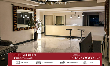 For Rent: 2 Bedroom Condo in Bellagio Tower 1 at BGC, Taguig City