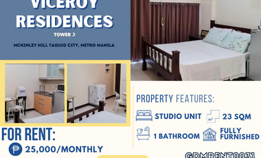 Studio Unit for Rent at Cheapest Price in Viceroy Residences Tower 3- McKinley Hills 🏢✨