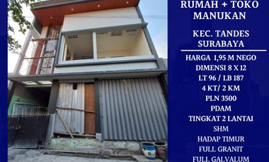 Rumah Toko Manukan Tandes Surabaya Barat Murah Strategis dekat Margomulyo Benowo