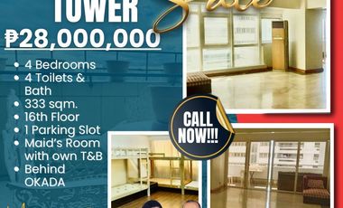Huge 333 sqm. 4 Bedroom Unit For Sale at Washington Tower Asia World City, Parañaque behind Okada Hotel and Casino