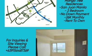 For Sale: No Down Payment Condo in San Juan Near Greenhills and Ortigas Rent To Own