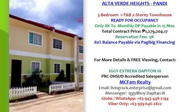 MINIMUM WAGE EARNER ATTENTION - 3-BEDROOM 2-STOREY TOWNHOUSE ALTO VERDE HEIGHTS PANDI 5K TO RESERVE A UNIT7