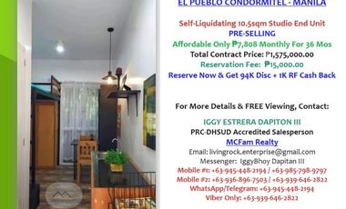 VERY NEAR TO PUP MAIN CAMPUS IDEAL FOR RENTAL BUSINESS PRE-SELLING 10.5sqm STUDIO EL PUEBLO CONDORMITEL TRIANGLE