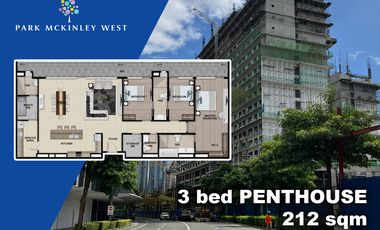 Penthouse 3 BR with balcony in Park Mckinley West preselling condominium for sale in Fort Bonifacio Taguig City