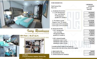 One Bedroom with with Balcony in Ivory Residences Bajada Davao City