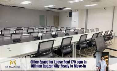 Office Space for Lease Rent 170 sqm in Diliman Quezon City Ready to Move-in