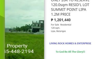 FEEL THE COLD BREEZE FROM MT. MALARAYAT RESERVE YOUR OWN 120.0sqm LOT AT THE BROOKSIDE SUMMIT POINT LIPA ONLY 20K RESERVATION FEE