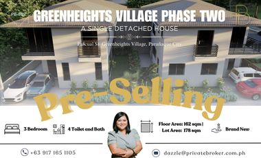 Pre-selling 2-Storey Corner Single-Family Home in Greenheights Village, Parañaque City