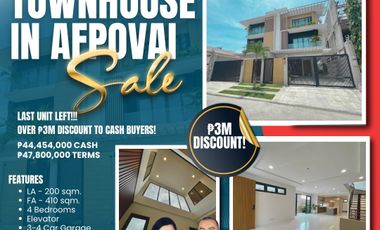Last Unit Left! Over P3M Discount to Cash Buyers!!! Modern Luxury 4-Bedroom Duplex with Elevator For Sale at AFPOVAI near McKinley Hill