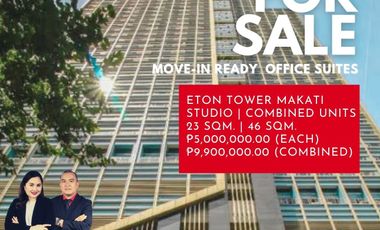 Combined Studio Units Converted to a Big 1 Bedroom Unit For Sale at Eton Tower Dela Rosa Makati Ideal for Office or Residential Use