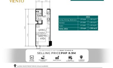 Rush Sale Ready To Move-In Studio Condos 24 SQM  Near Alabang Town Center