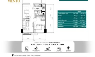 Premium 1 BR Condo 51 SQM Ready to Move in Near Alabang Town Center
