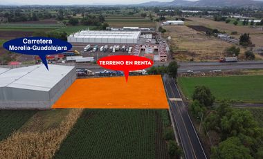 TERRENO EN RENTA EN MORELIA, ZONA TARÍMBARO, CARRETERA MORELIA – SALAMANCA.