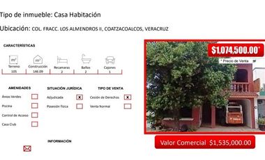 Casa en venta en Los Almendros, Coatzacoalcos