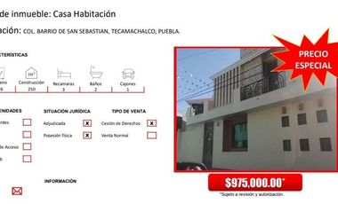 Casa en venta en San Sebastián, Tecamachalco