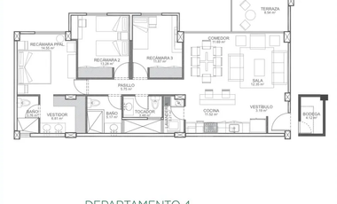 Departamento amueblado nuevo de 3 recámaras en Natuur