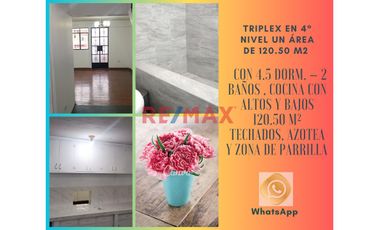 Triplex En 4° Nivel, Un Área De 120.50 M2 Construidos, Con Frente A La Av. Luis Brayle Cuadra 14