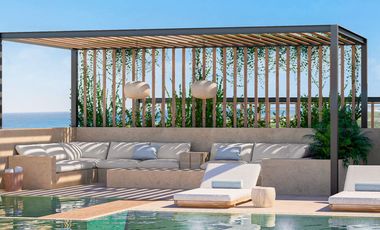 Condominio con Balcon, infinity pool y Jacuzzi con vista al mar en venta, zona centro, en Cozumel, Quintana Roo.