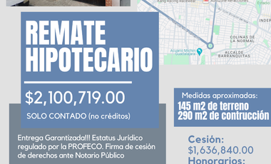 Oportunidad REMATE BANCARIO - Antonio Correa, Col. Guadalupana, Guadalajara, Jalisco