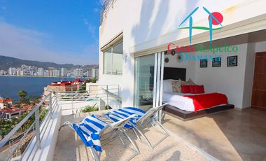 Hermosa casa con alberca privada, asoleadero y espectacular vista a la bahía de Santa Lucía
