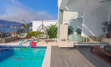 Hermosa casa con alberca privada, asoleadero y espectacular vista a la bahía de Santa Lucía