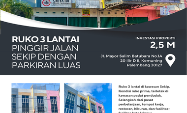 Jual Ruko 3 Lantai di Sekip Palembang Dekat Pasar Sekip Ujung, PTC Mall Palembang, Bandara SMB II