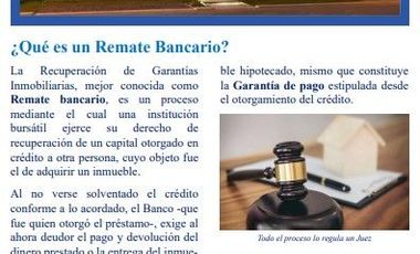 Departamento en Remante Bancario, Seguridad de Inversión al 100% POR ESCRITO.