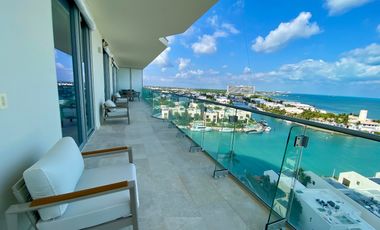 FRENTE AL MAR CON PLAYA PRIVADA Y MARINA > EXCLUSIVO DEPA SLS AMUEBLADO PUERTO CANCUN