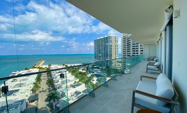FRENTE AL MAR CON PLAYA PRIVADA Y MARINA > EXCLUSIVO DEPA SLS AMUEBLADO PUERTO CANCUN