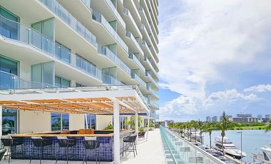 FRENTE AL MAR CON PLAYA PRIVADA Y MARINA > EXCLUSIVO DEPA SLS AMUEBLADO PUERTO CANCUN