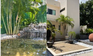 Casa con terraza, jardín y alberca privada, en venta, Villa Magna, Cancun.