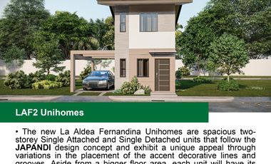 For Sale Single Detached House 2 Bedroom with Carport San Fernando in Pueblo De Oro La Aldea Fernandina II