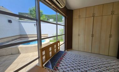 Samborondon, Renta de hermosa casa 3 dorm amoblada de una planta con jacuzzi