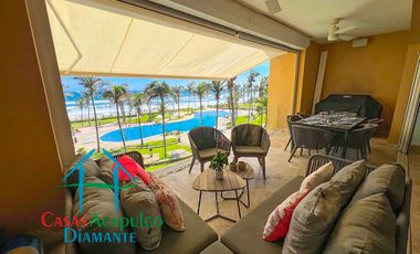 En exclusivo edificio. Depa de playa con terraza y vista frontal al mar