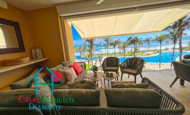 En exclusivo edificio. Depa de playa con terraza y vista frontal al mar