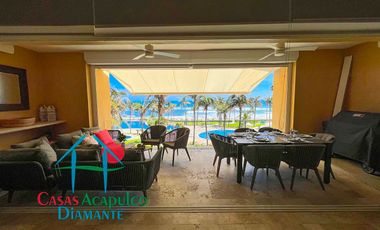 En exclusivo edificio. Depa de playa con terraza y vista frontal al mar