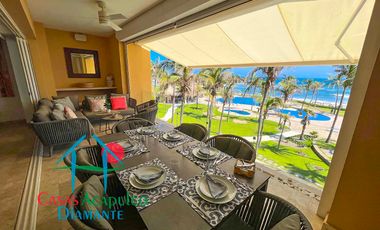 En exclusivo edificio. Depa de playa con terraza y vista frontal al mar