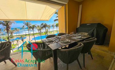 En exclusivo edificio. Depa de playa con terraza y vista frontal al mar