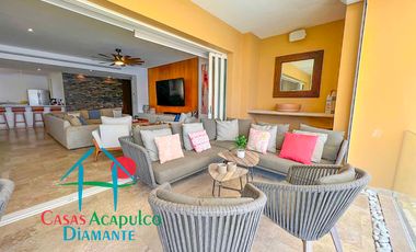En exclusivo edificio. Depa de playa con terraza y vista frontal al mar