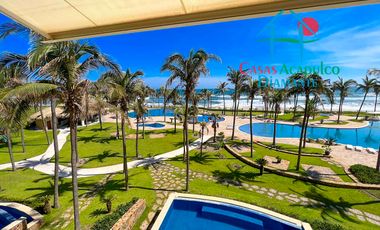 En exclusivo edificio. Depa de playa con terraza y vista frontal al mar