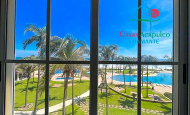 En exclusivo edificio. Depa de playa con terraza y vista frontal al mar