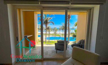 En exclusivo edificio. Depa de playa con terraza y vista frontal al mar