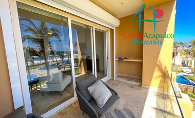 En exclusivo edificio. Depa de playa con terraza y vista frontal al mar