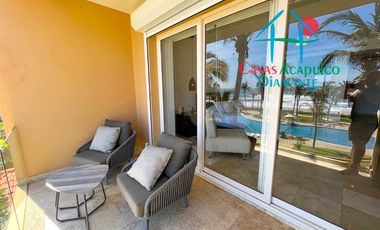 En exclusivo edificio. Depa de playa con terraza y vista frontal al mar