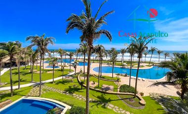 En exclusivo edificio. Depa de playa con terraza y vista frontal al mar