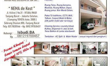 Kost Dekat AEON Mall Tanjung Barat, Stasiun Tanjung Barat, RSUD Pasar Minggu