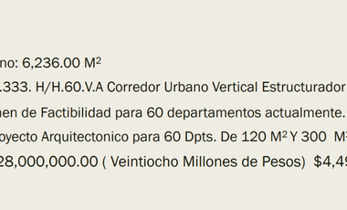 Excelente Terreno de 6,236 m2 en Venta Metepec CRU.333. H/H.60.V.A