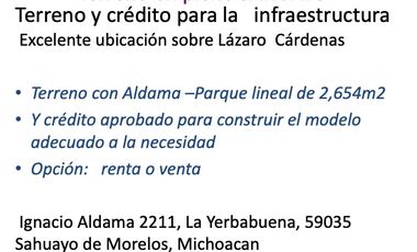 Terreno a la Renta  SAHUAYO   Aldama   parque Lineal Camino Real oportunidad
