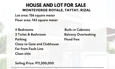 A Beautiful Modern Single Detached House and Lot for Sale in Monteverde Royale, Taytay, Rizal